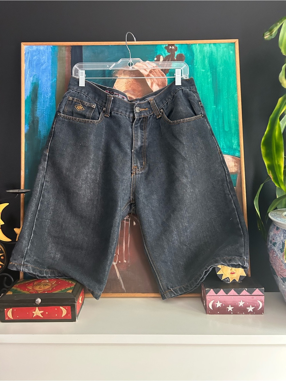 Mecca Black Denim Jean Shorts Mens 36 Baggy Hip Hop Streetwear Y2K Skate